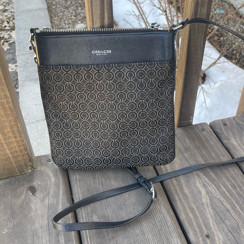 Coach Women's Op Art Signature Canvas Leather Crossbody Handbag